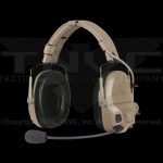 Beige headset with mic, soft ear cups.