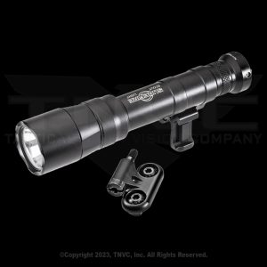 Surefire M640DFT Turbo flashlight, mounted, black color.