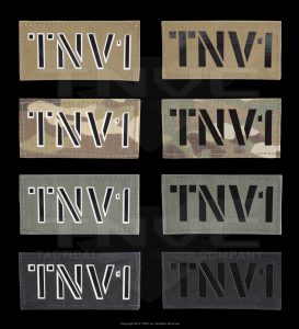 Eight TNV IR patches, camo and solid colors.
