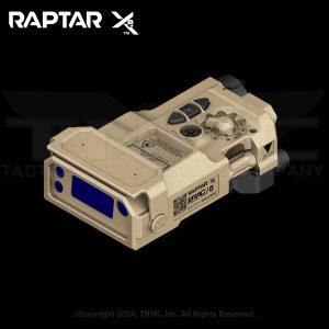 Tan Wilcox RAPTAR-Xe laser sight with buttons.